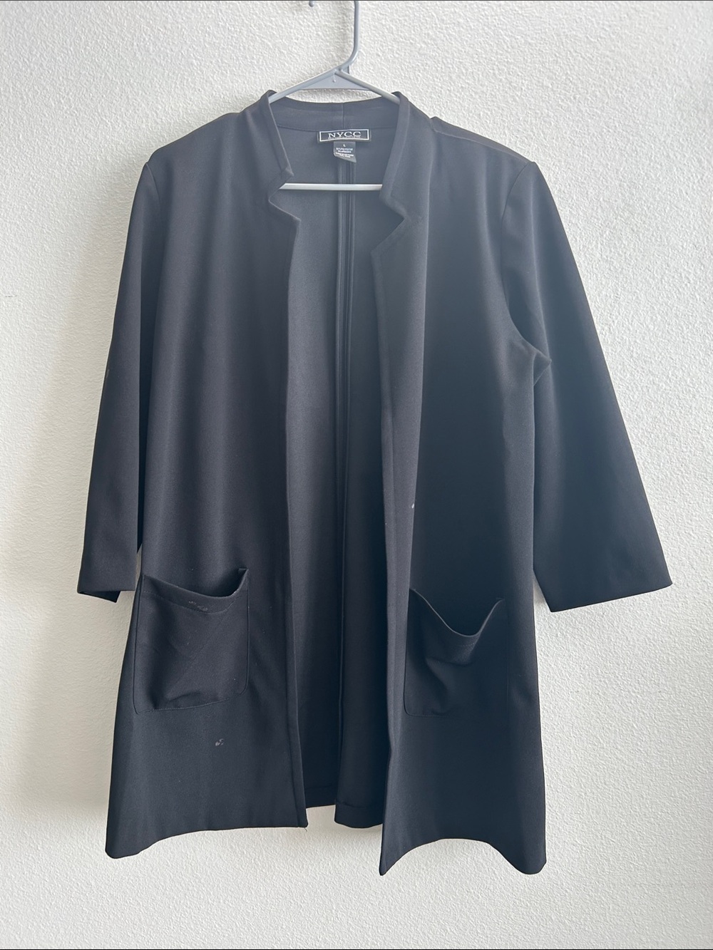 New York & Company Black Open-Front Long Jacket